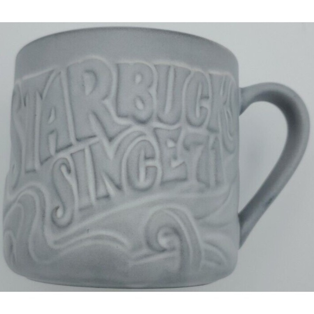 Vtg Starbucks Since 71 45th Anniversary Mug Style Siren Swirl Embossed Gray 12oz